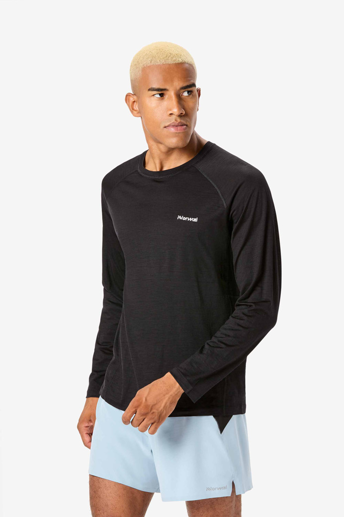 Men's Merino Long Sleeve T-shirt Black Men's black merino long-sleeved t-shirt