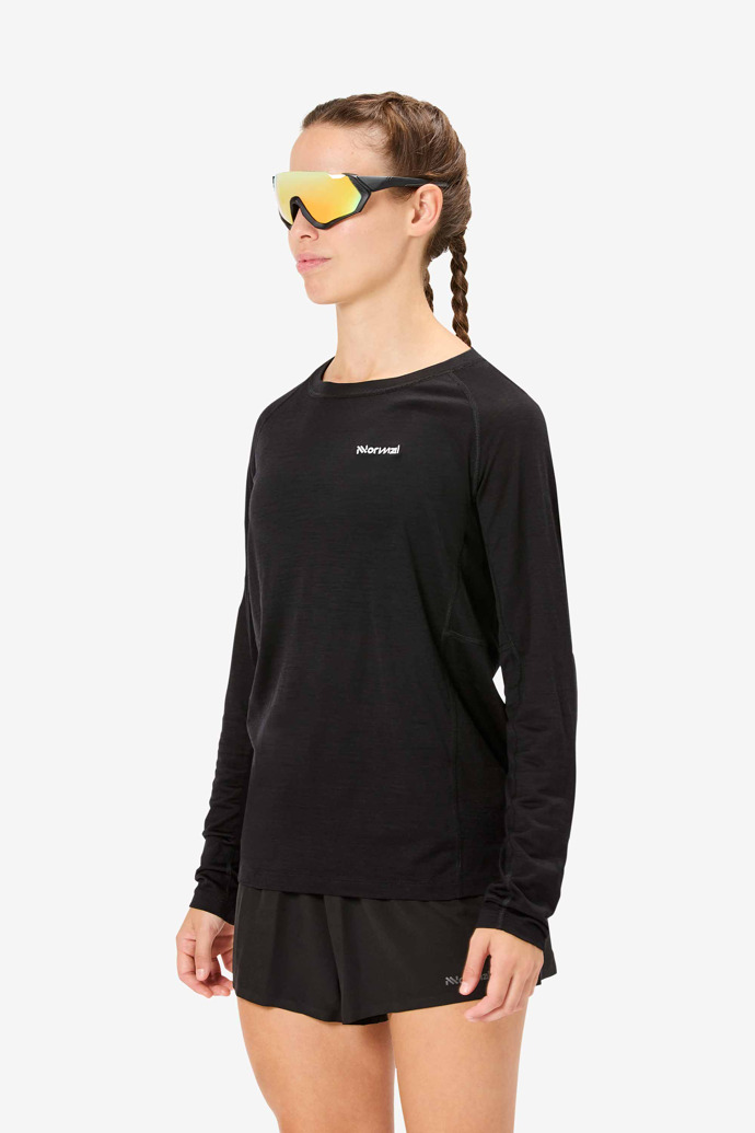 Women's Merino Long Sleeve T-shirt Black Women's black merino long-sleeved t-shirt