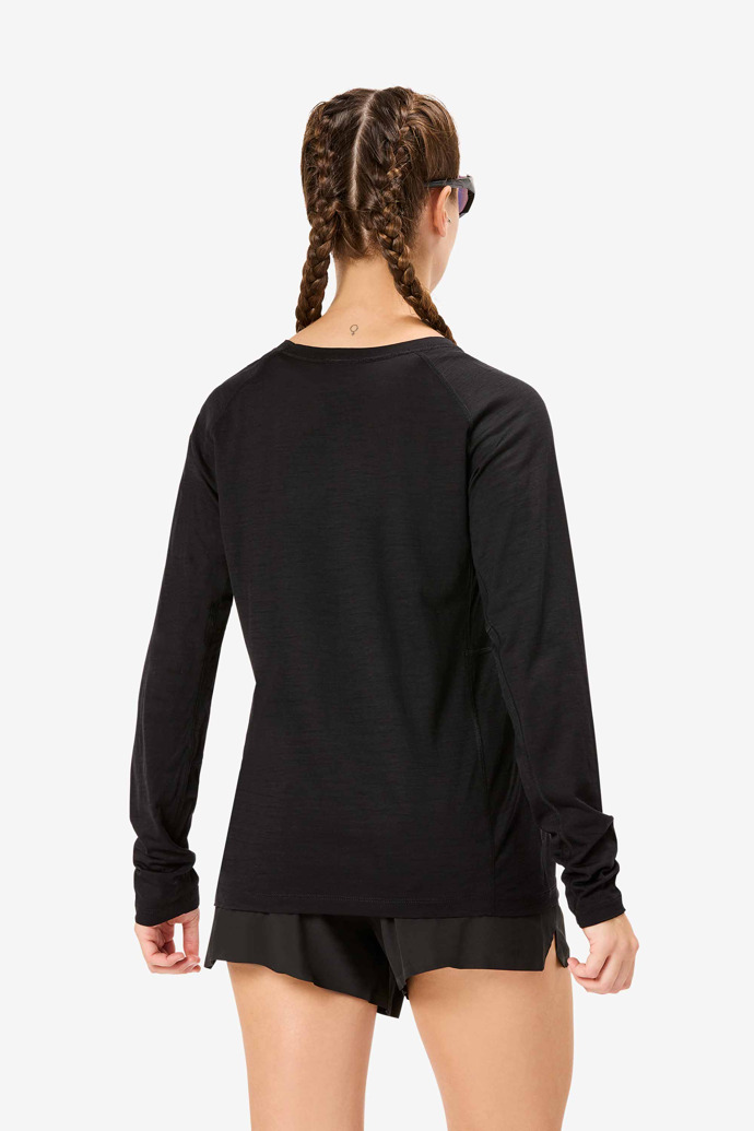 Women's Merino Long Sleeve T-shirt Black Women's black merino long-sleeved t-shirt