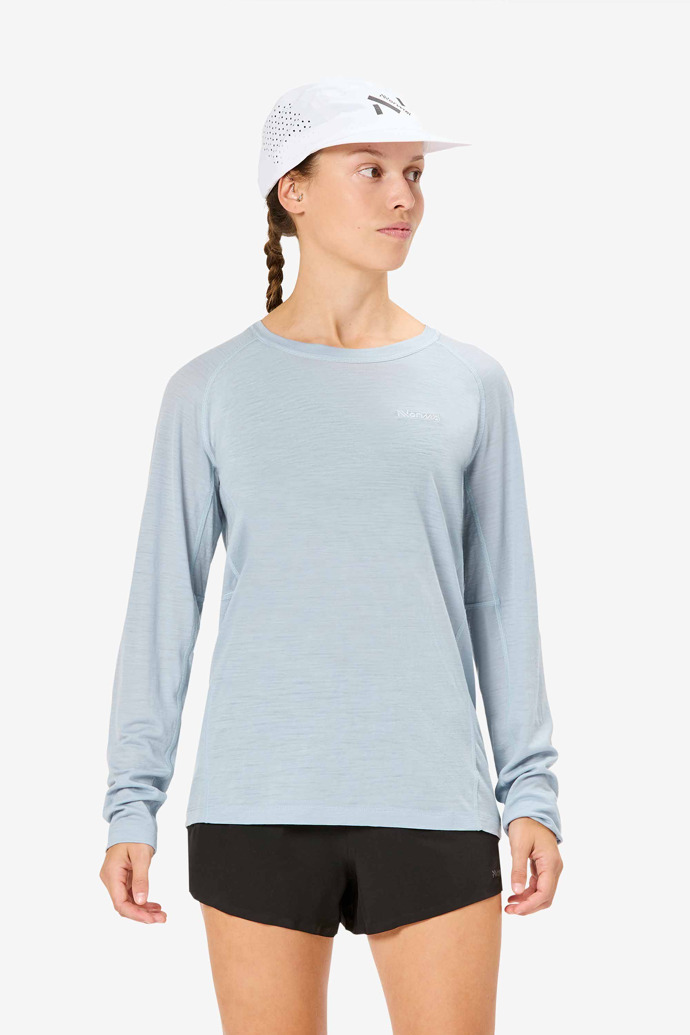 Women's Merino Long Sleeve T-shirt Blue Women's blue merino long-sleeved t-shirt