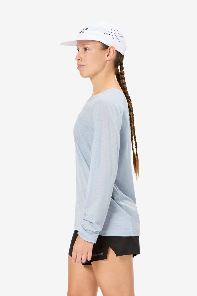 Women's Merino Long Sleeve T-shirt Blue Women's blue merino long-sleeved t-shirt